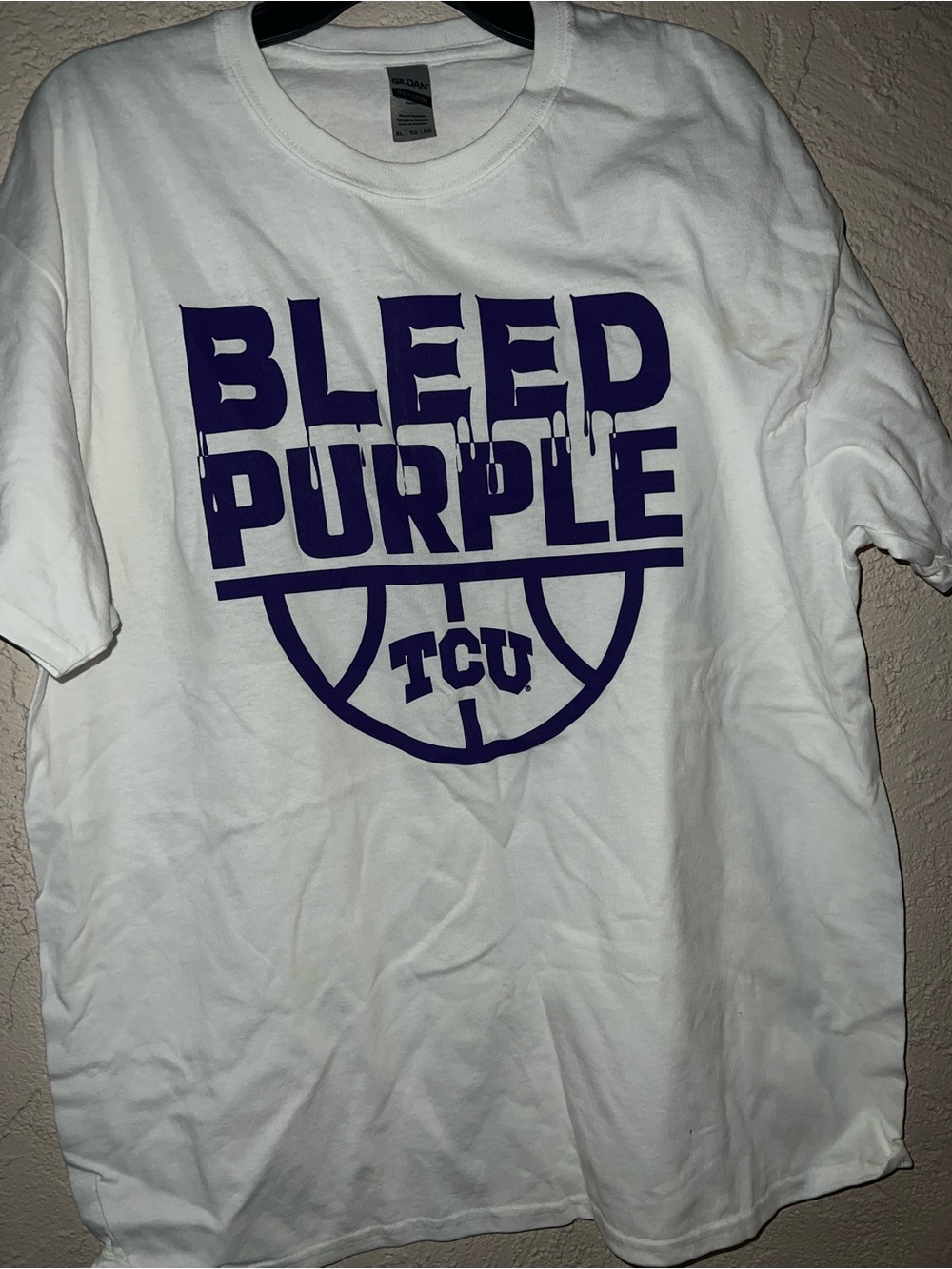 Gildan White TCU Bleed Purple Graphic Tee